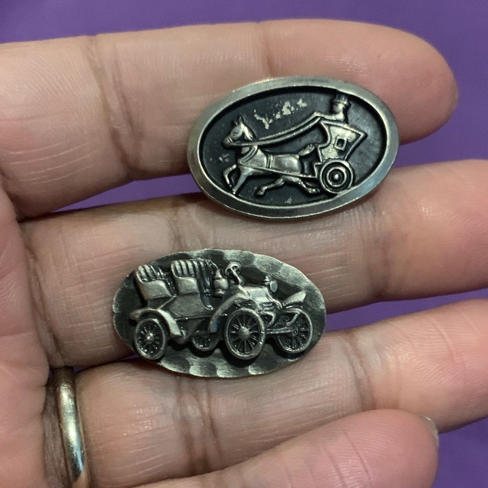 Vintage Silver Carriage and Car Cufflinks